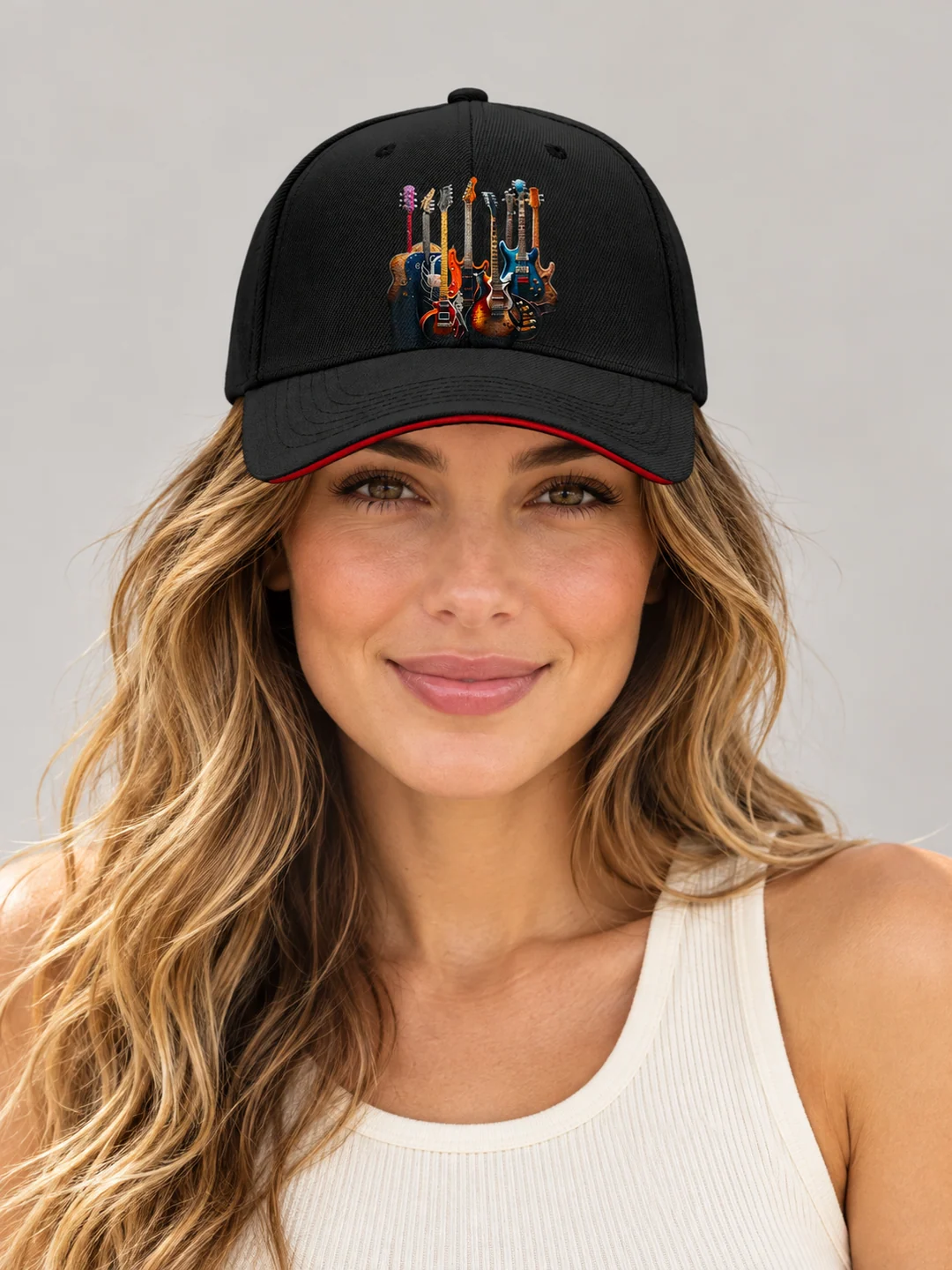 Sandwich Bill Cap collection featuring Vintage Guitars Mens Womens Baseball Cap Music Gift